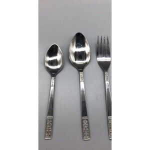 Vintage MCM Customcraft Stainless 3 Piece Flatware Teaspoon Tablespoon Fork